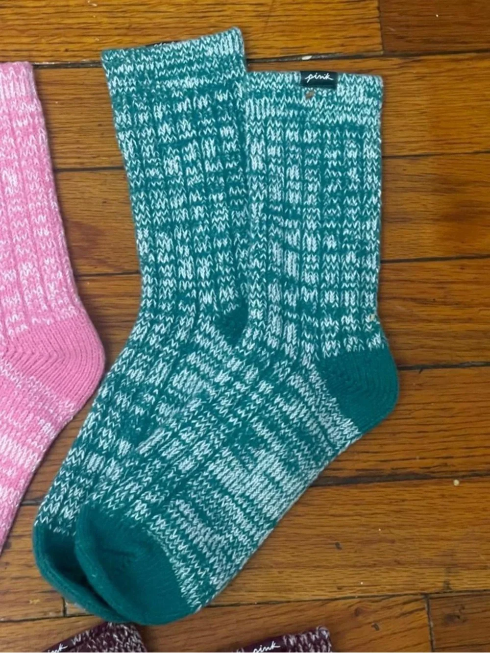 PINK Victoria's Secret Marled Crew Socks - Pink, Teal, Gray, Black, Burgundy